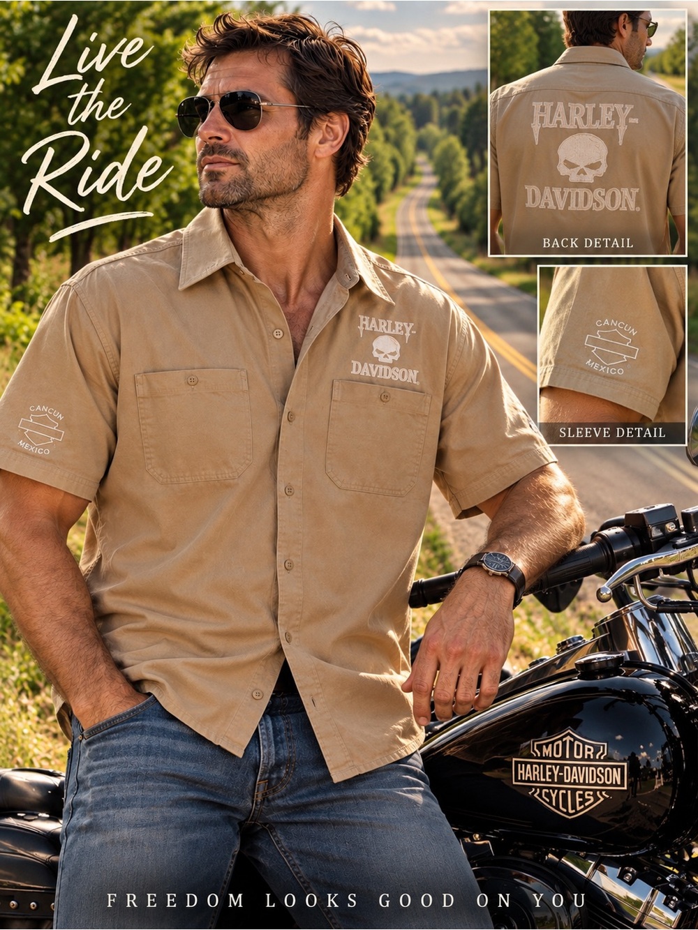 Harley-Davidson XXL Willie G Skull Embroidered Cancun Mexico Button Shirt
